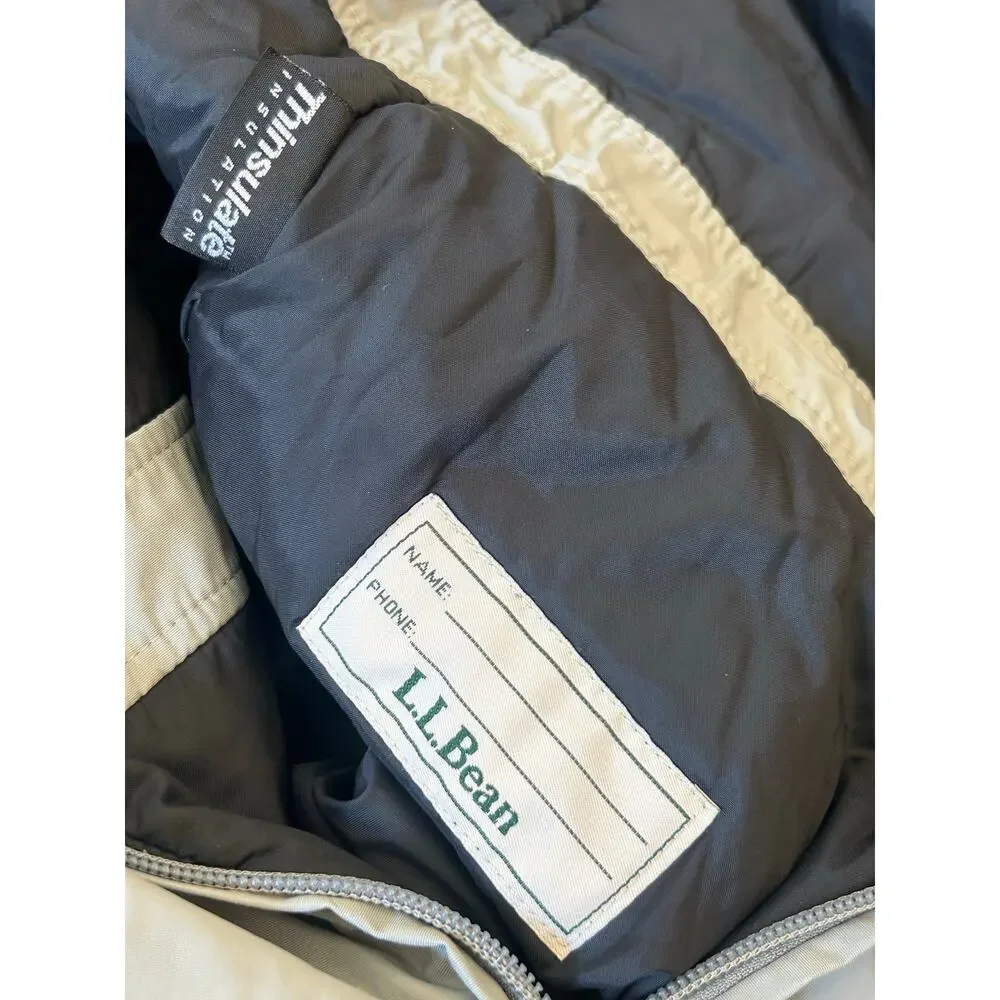 L.L.Bean Kids Boys Girls Youth Insulated Snow Bibs Gray Size 10 Winter Ski Pants